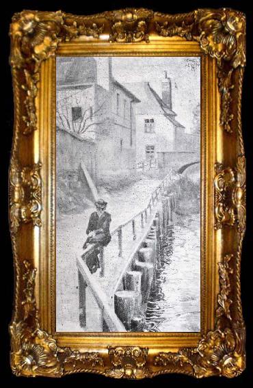 framed  Egon Schiele Path Along the kierling brook,klosterneu-burg, ta009-2